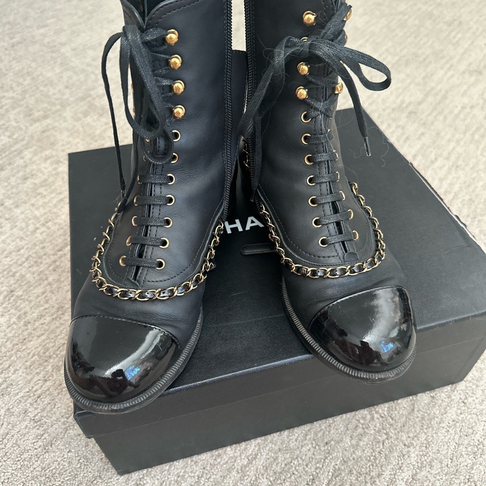 Chanel Black Leather Women's Boots - Picture 5 of 11
